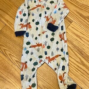 Gerber Kids One Piece with Fox and Tree Print - Cream and Navy